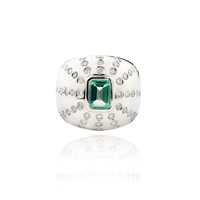 Bague Van Den Abeele Marteen Argent - Tourmaline verte