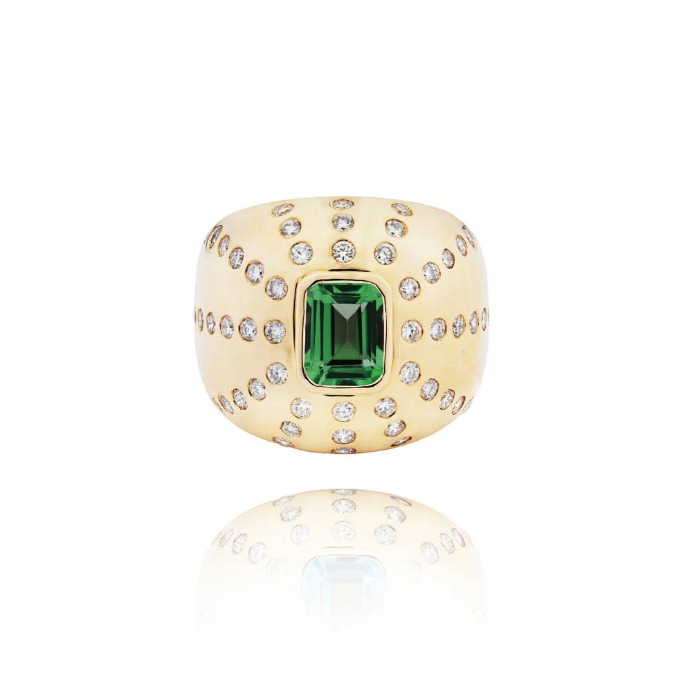 Bague Van Den Abeele Marteen Or - diamants et Tourmaline verte