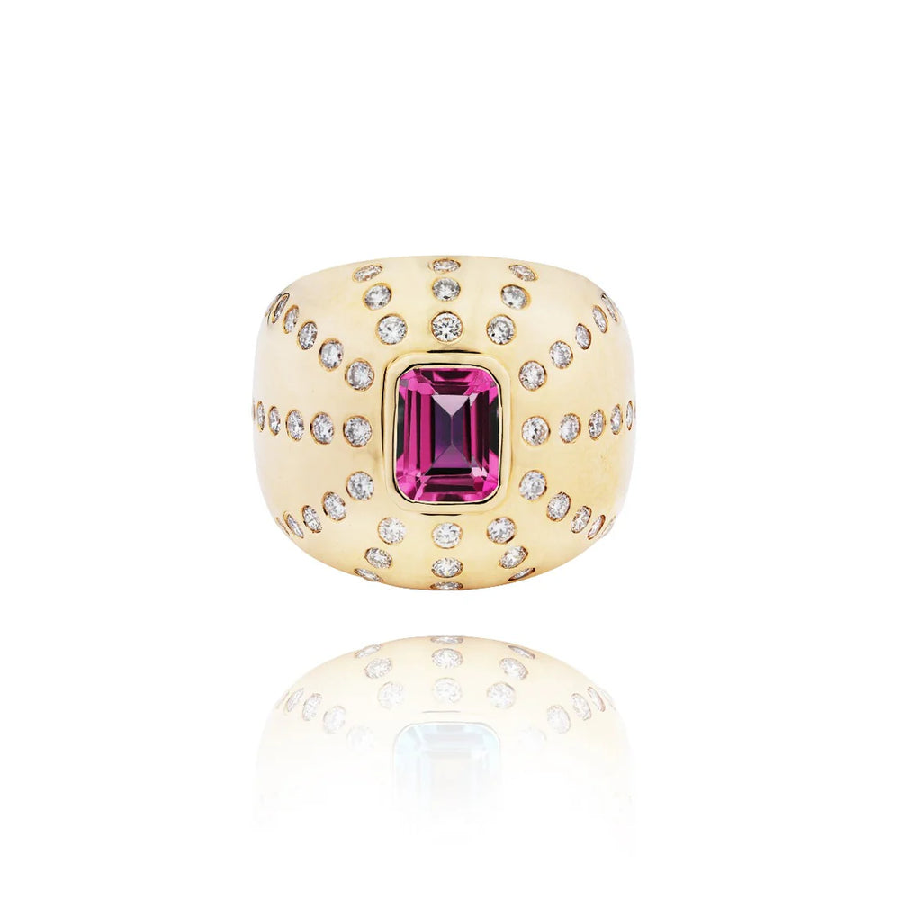 Bague Van Den Abeele Marteen Or - diamants et Tourmaline rose