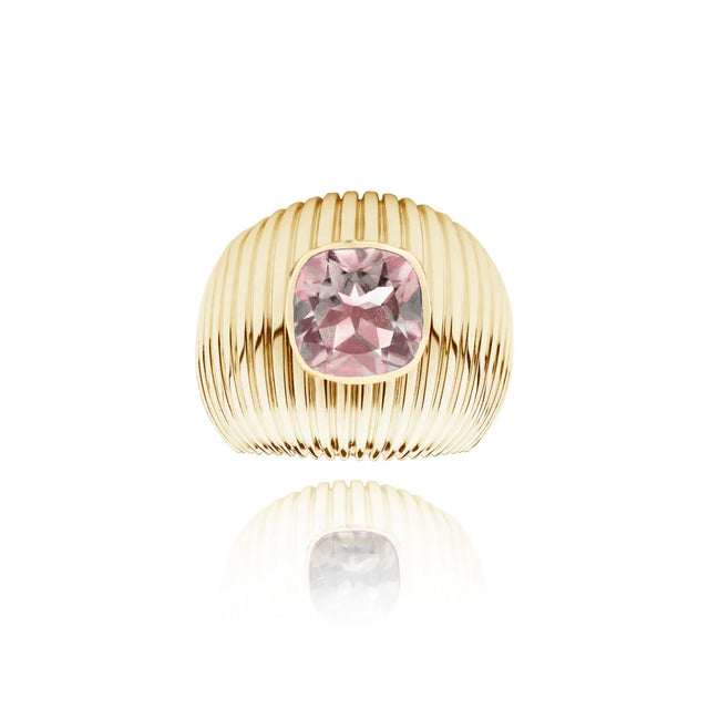 Bague Van Den Abeele Michelle Quartz rose taille coussin