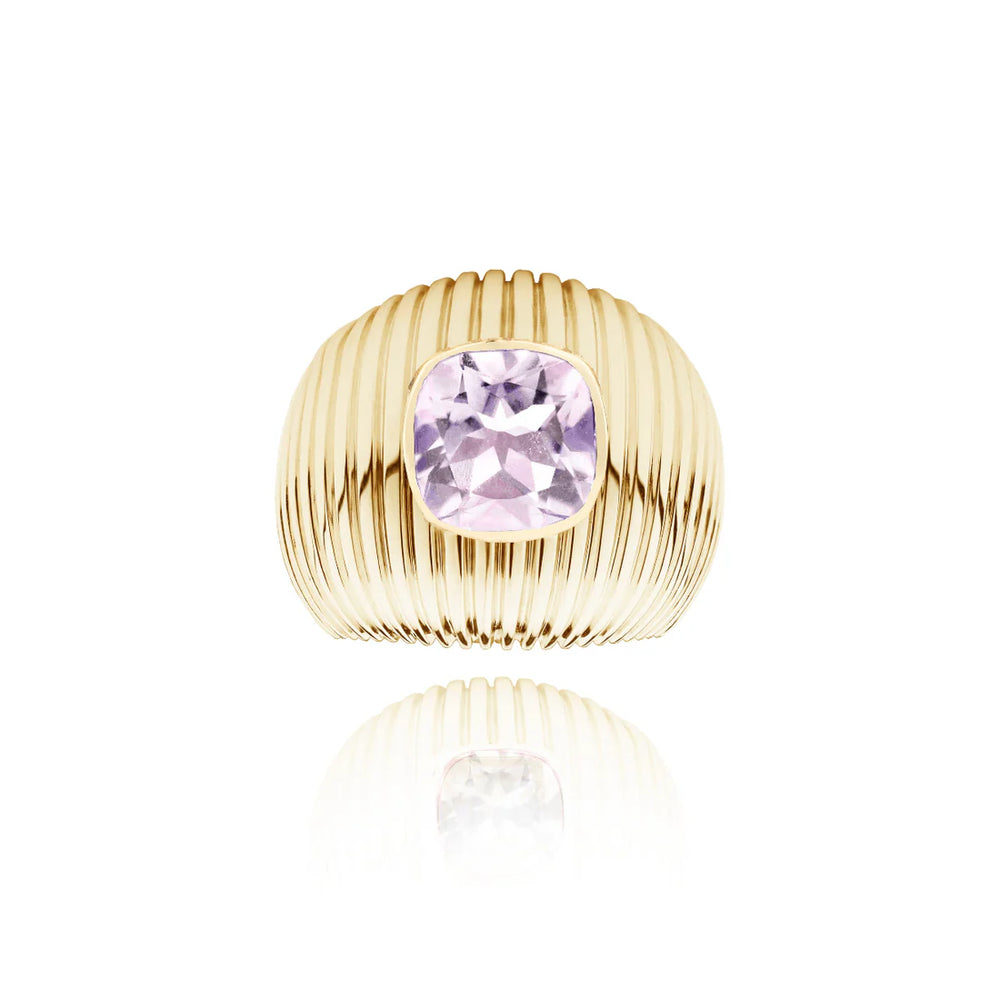 Bague Van Den Abeele Michelle Quartz lavande taille coussin
