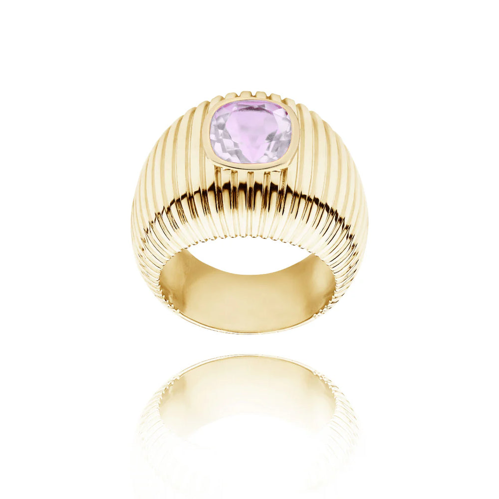 Bague Van Den Abeele Michelle Quartz lavande taille coussin
