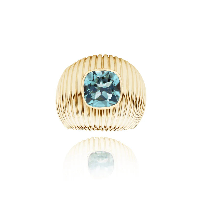 Bague Van Den Abeele Michelle Topaze blue sky taille coussin