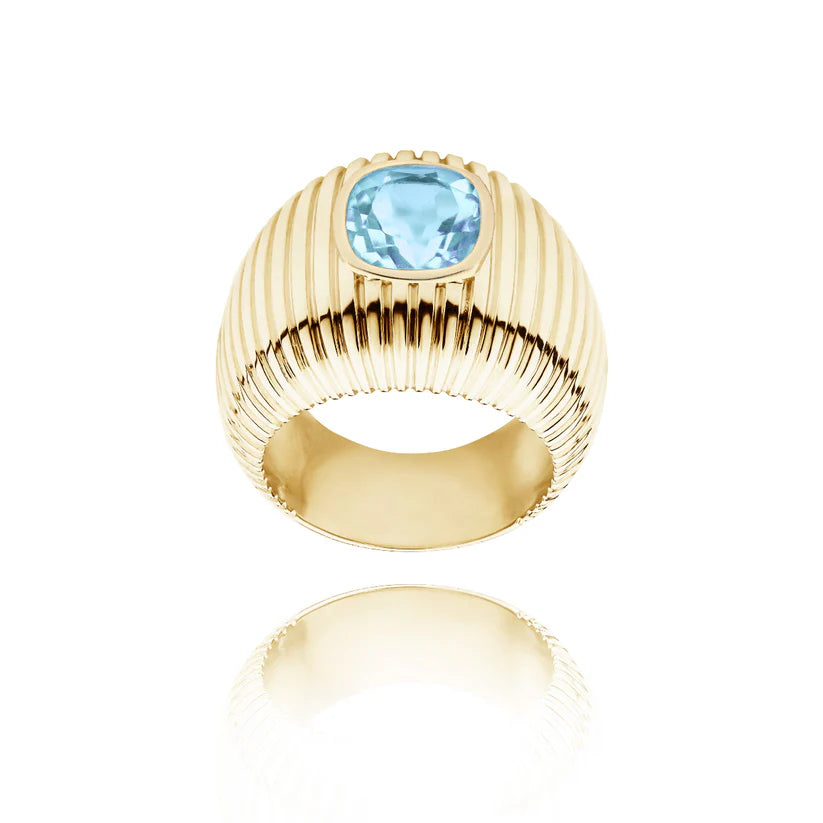 Bague Van Den Abeele Michelle Topaze blue sky taille coussin