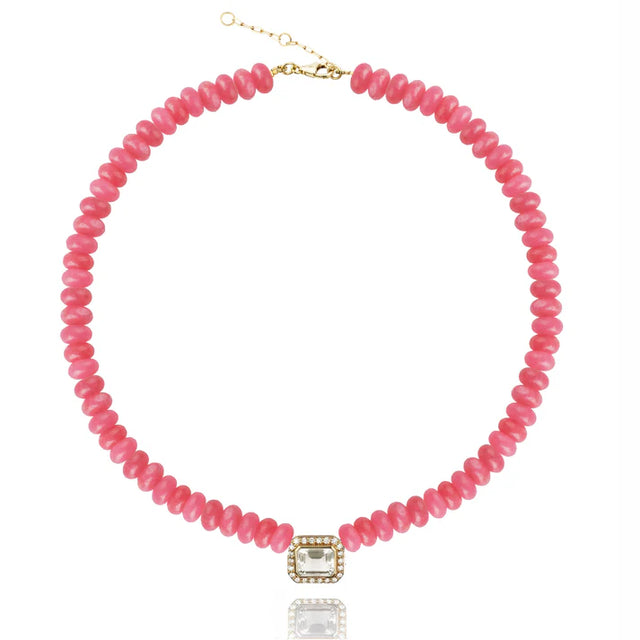 Collier Van Den Abeele Molly perles Quartz rose et or