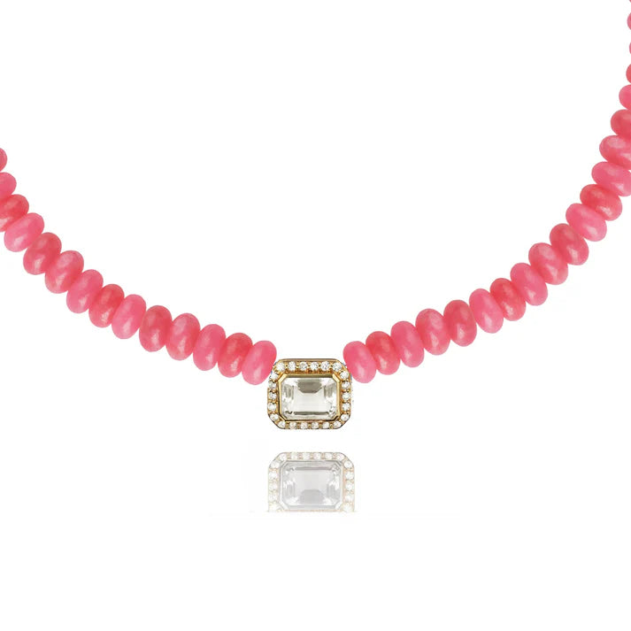 Collier Van Den Abeele Molly perles Quartz rose et or