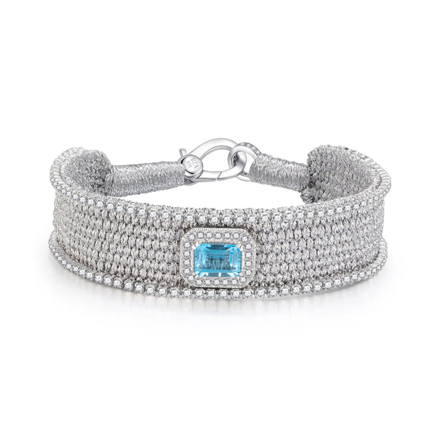 Bracelet Van Den Abeele navajo silver - topaze blue swiss