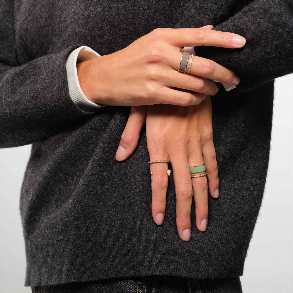 Bague Repossi Berbere Chromatic en laque Vert Sauge en or rose pavée de diamants - RCH2ANPG00000