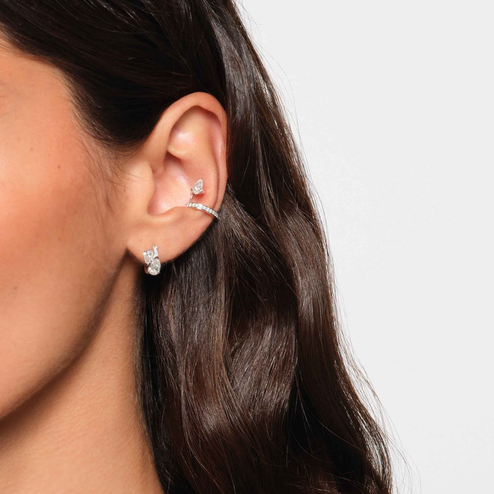 Boucle d'oreille Repossi serti sur vide en or blanc avec 2 diamants taille poire - ESV3AFWG0000R