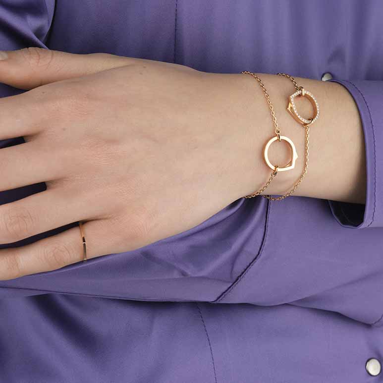 Bracelet Repossi chaîne Antifer en or rose pavé de diamants - BAF2APPG00000