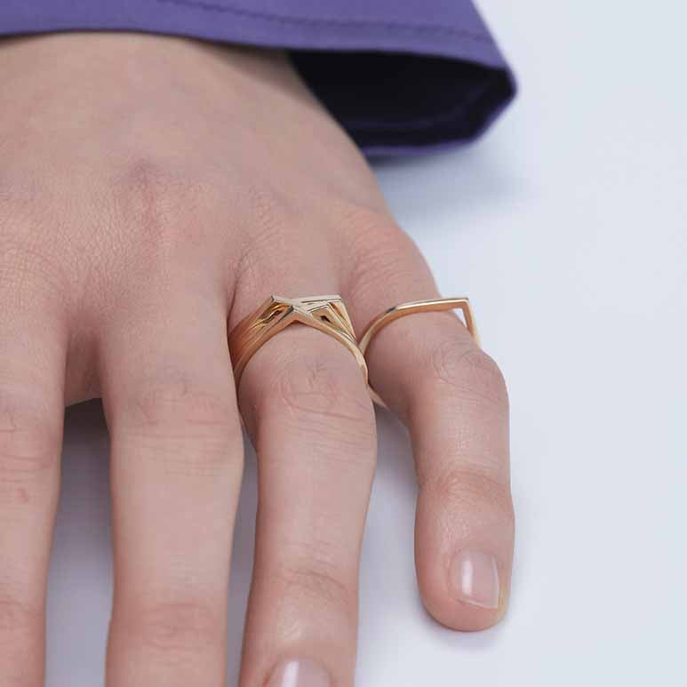 Bague Antifer en or rose uni 4 rangs - RAF0BEPG00000