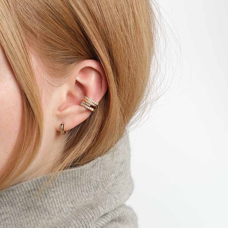 Boucle d'oreille Repossi Antifer 2 rangs en or rose - EAF0AEPG00000