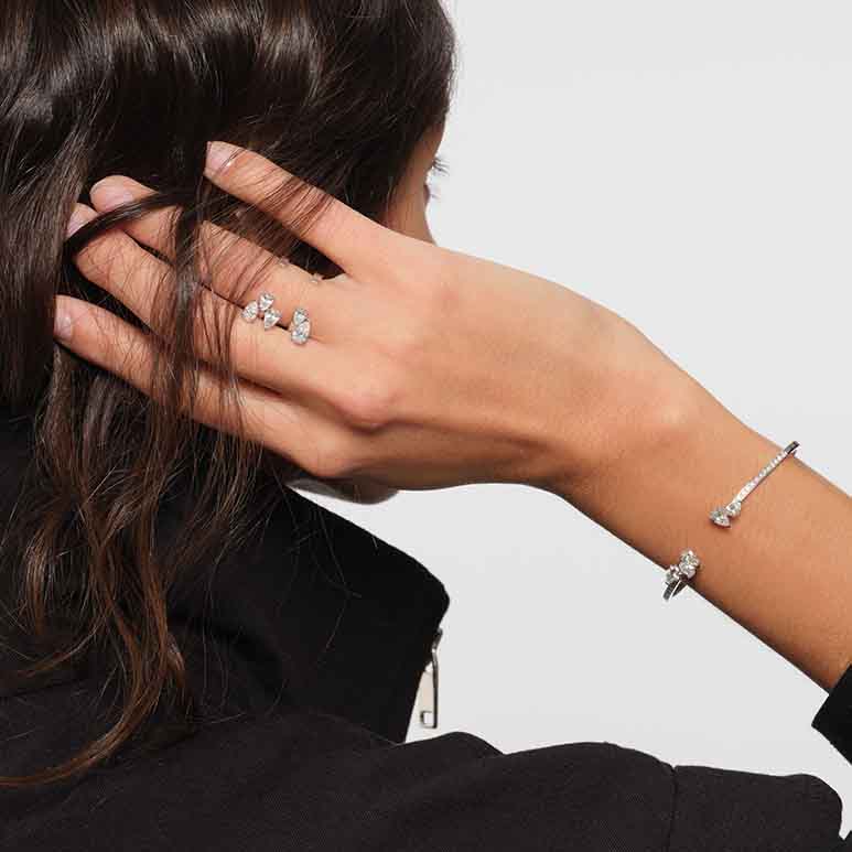 Bague Repossi serti sur vide en or blanc avec 5 diamants taille poire - RSV1GAWG00000