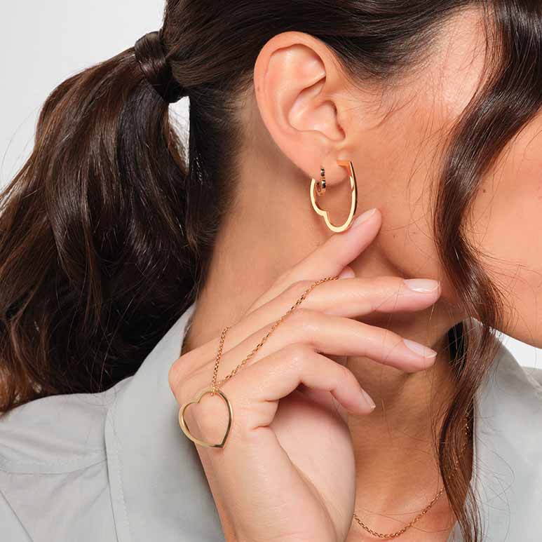 Petite boucle d'oreille Repossi créole Antifer Heart en or rose - EAH0AAPG00000