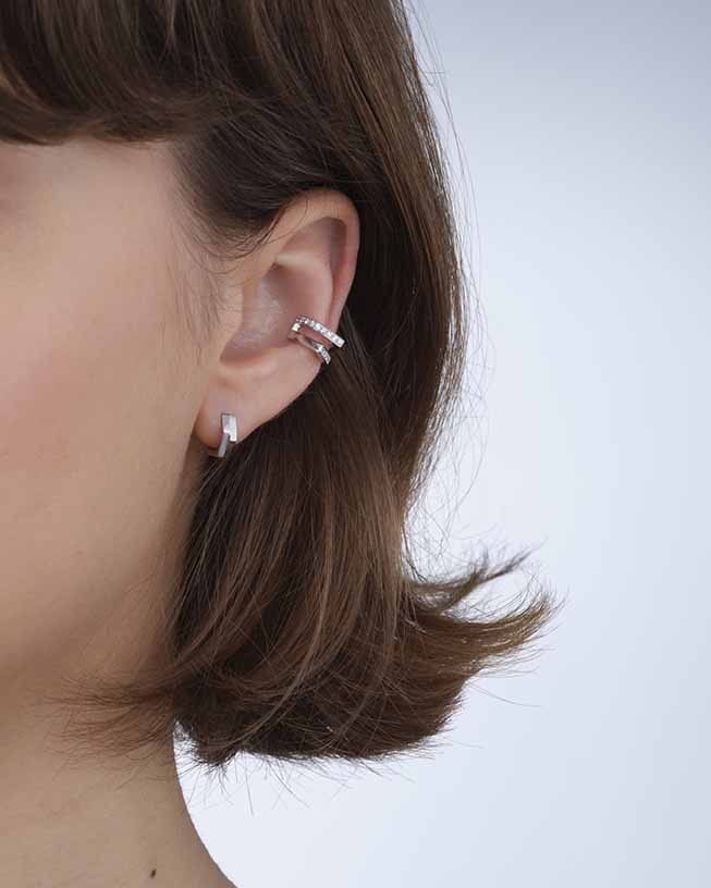 Boucle d'oreille Antifer en or rose pavée de diamants - EAO2AAPG00000