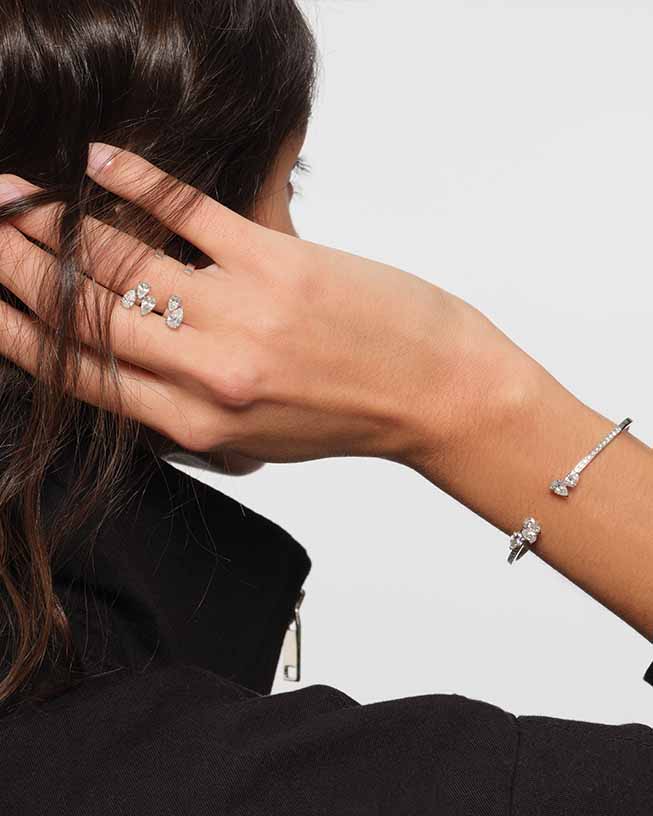 Bracelet Repossi Serti sur Vide en or blanc avec 5 diamants taille poire - BSV3ABWG00000