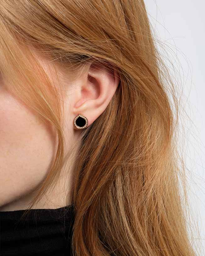 Boucle d'oreille Antifer en or rose avec Onyx - EAF2AGPGO0000