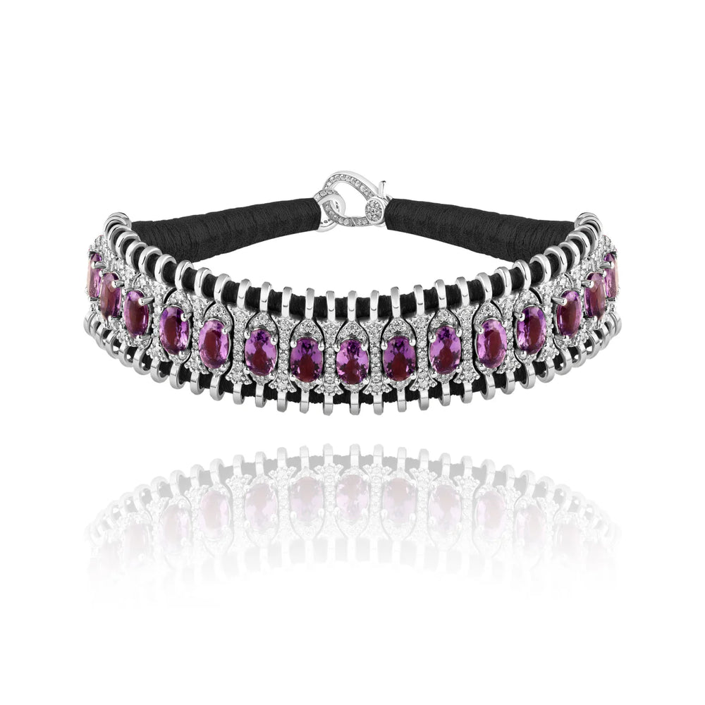 Bracelet Van Den Abeele Santos Noir - Amethyste