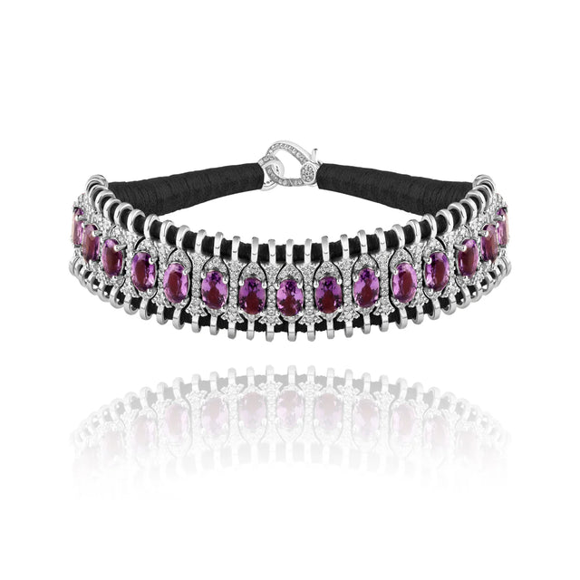 Bracelet Van Den Abeele Santos Noir - Amethyste