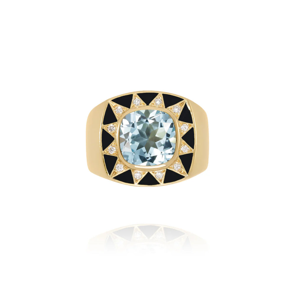 Bague Van Den Abeele Stella noir - Topaze