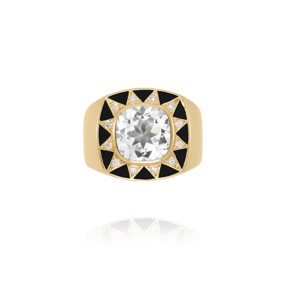 Bague Van Den Abeele Stella noir - Cristal