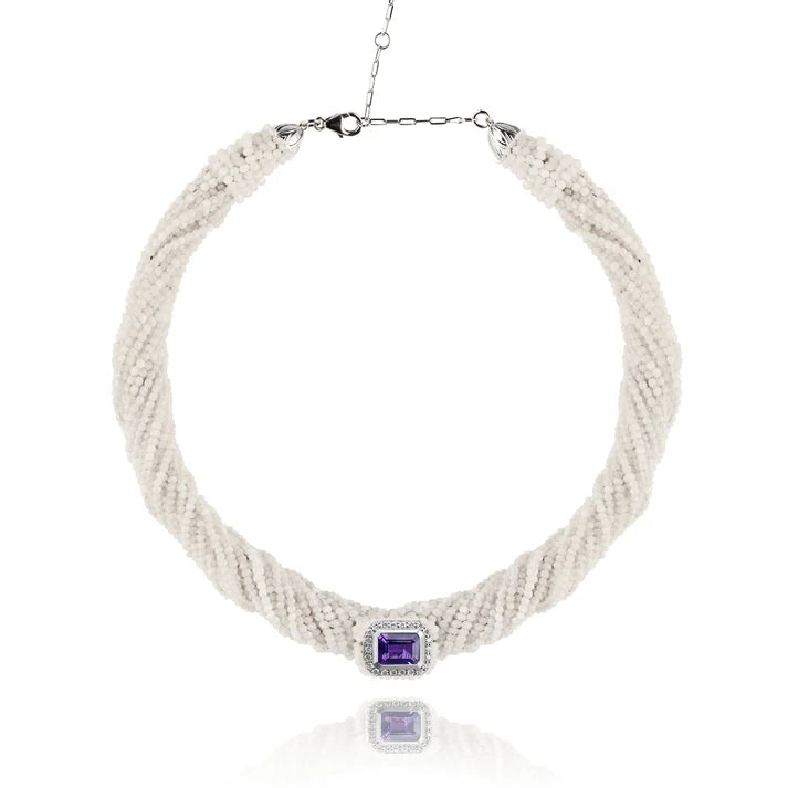 Collier Van Den Abeele Tornado Blanc - améthyste