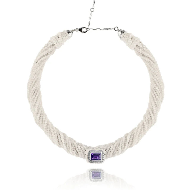 Collier Van Den Abeele Tornado Blanc - améthyste