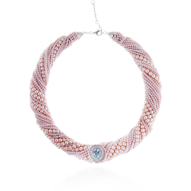 Collier Van Den Abeele Tornado Petite Perle - Topaze blue swiss