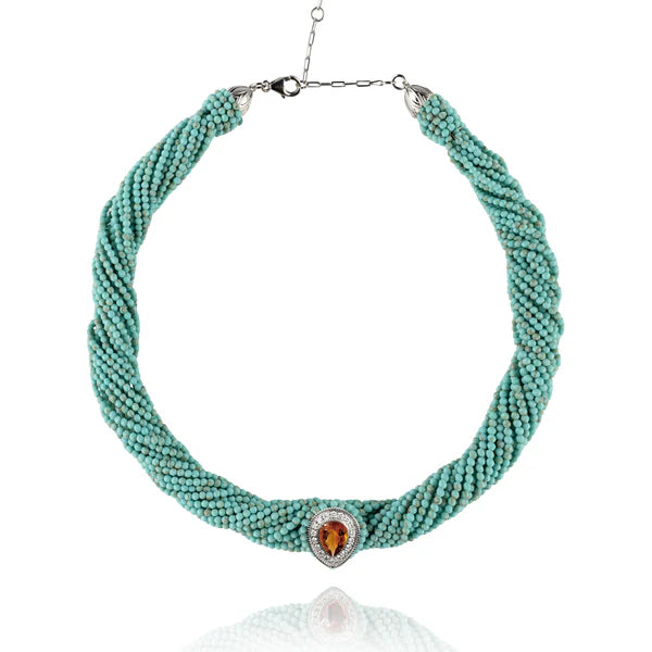 Collier Van Den Abeele Tornado Turquoise Citrine marquise
