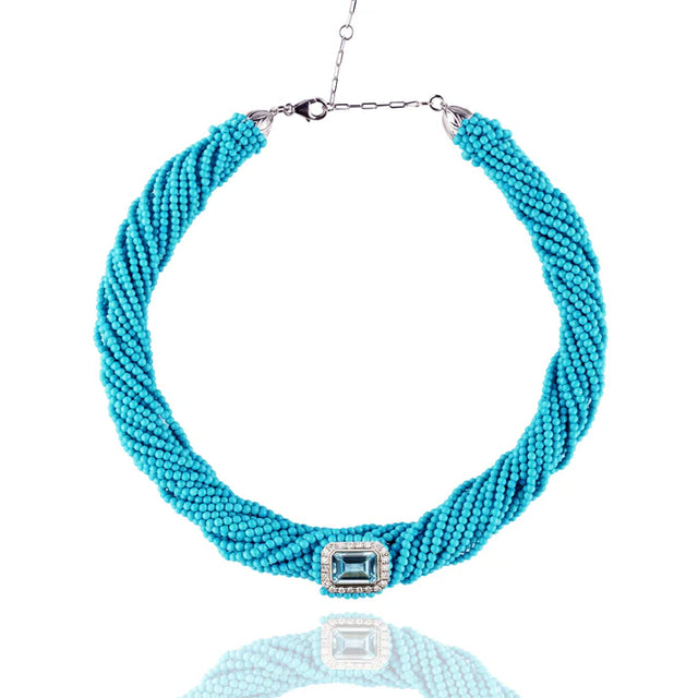 Collier Van Den Abeele Tornado Turquoise - Topaze Blue Swiss