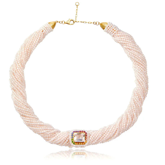 Collier Van Den Abeele Tornado écru Or Cristal rainbow
