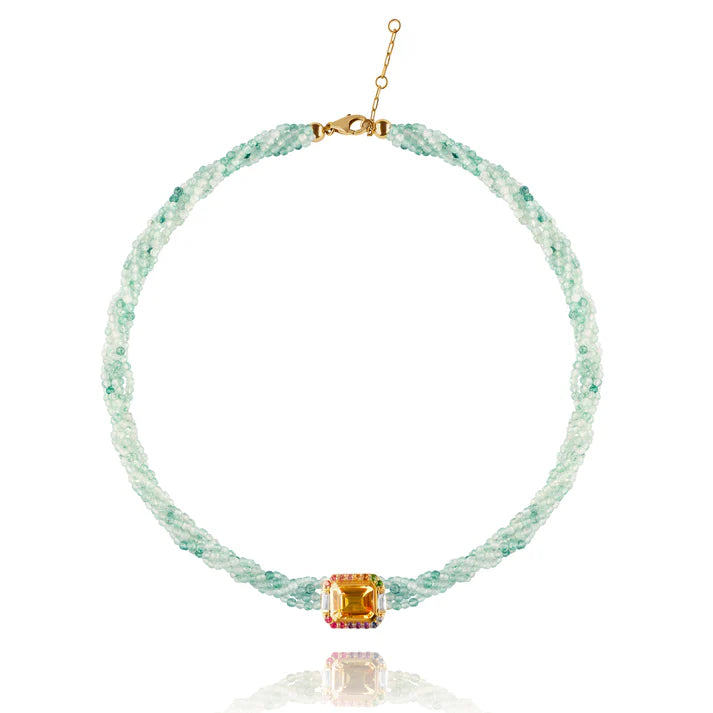 Collier Van Den Abeele Twist Amazonite - Citrine de Madère