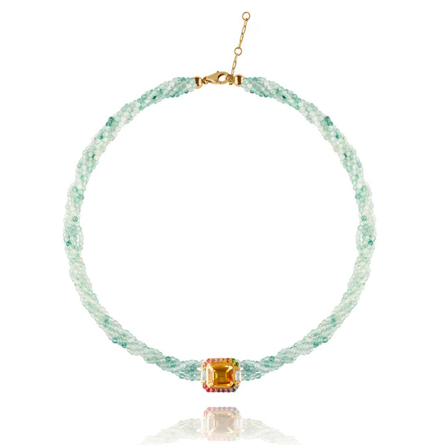 Collier Van Den Abeele Twist Amazonite - Citrine de Madère