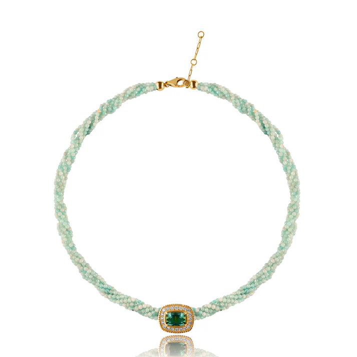 Collier Van Den Abeele Twist Amazonite - Tourmaline