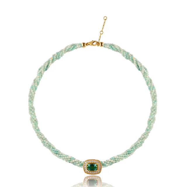 Collier Van Den Abeele Twist Amazonite - Tourmaline