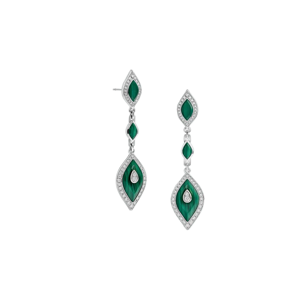 Boucles d'oreilles Sartoro Ondes Rorever drop Malachites ONDES-E11WGMLC