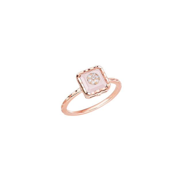 Bague Korloff Je Play or rose et opale rose carré - JJPR01PG/PO