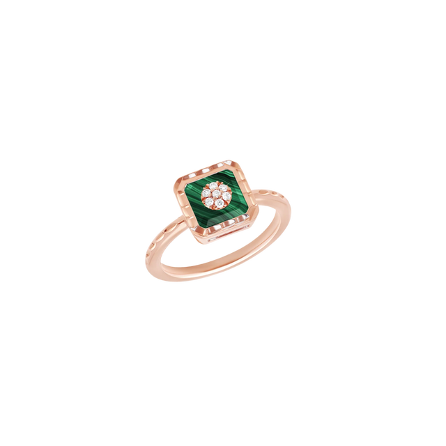 Bague Korloff Je Play or rose et malachite carré - JJPR01PG/MA