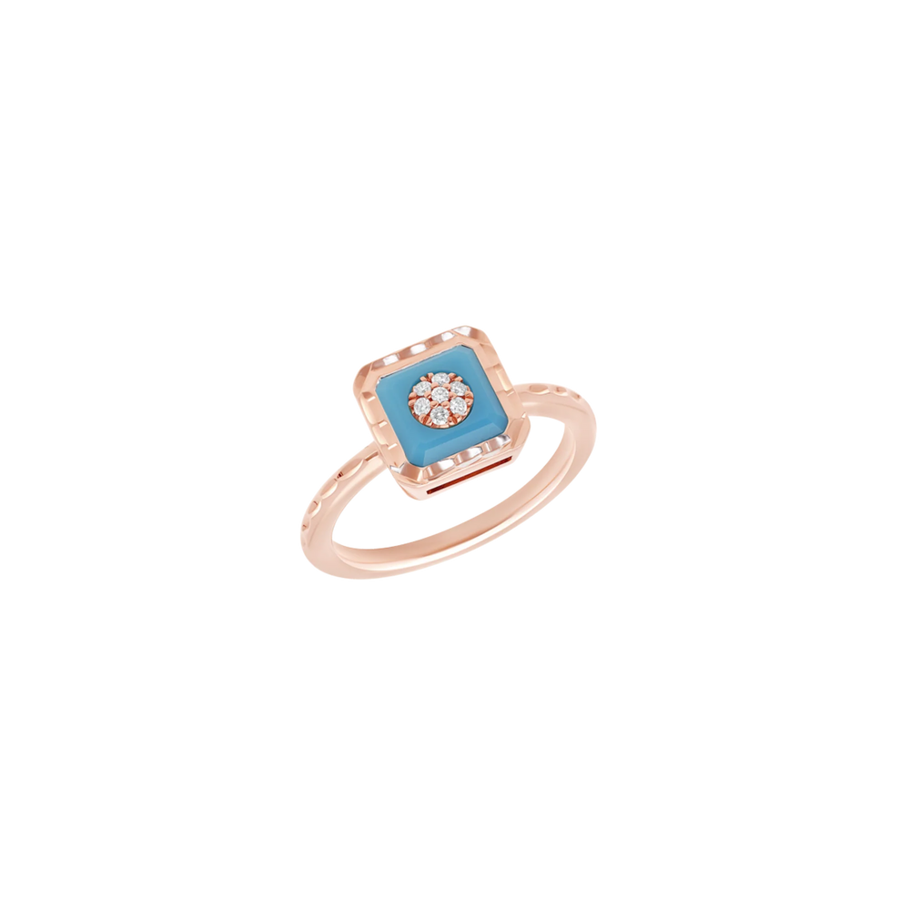 Bague Korloff Je Play or rose et turquoise carré - JJPR01PG/TU