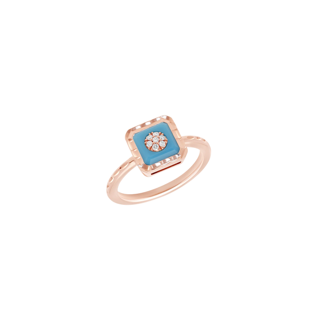 Bague Korloff Je Play or rose et turquoise carré - JJPR01PG/TU