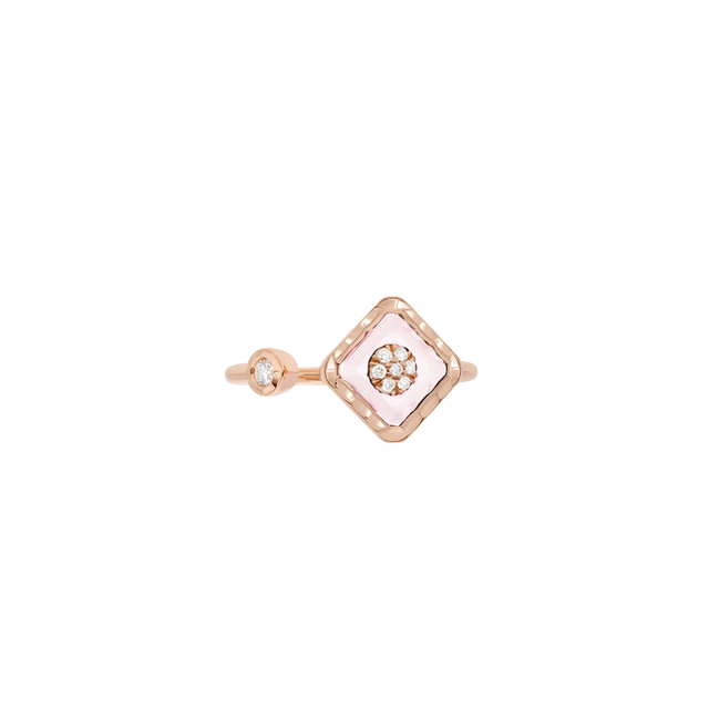 Bague Korloff Je Play or rose et opale rose carré Toi & Moi - JJPR03PG/PO