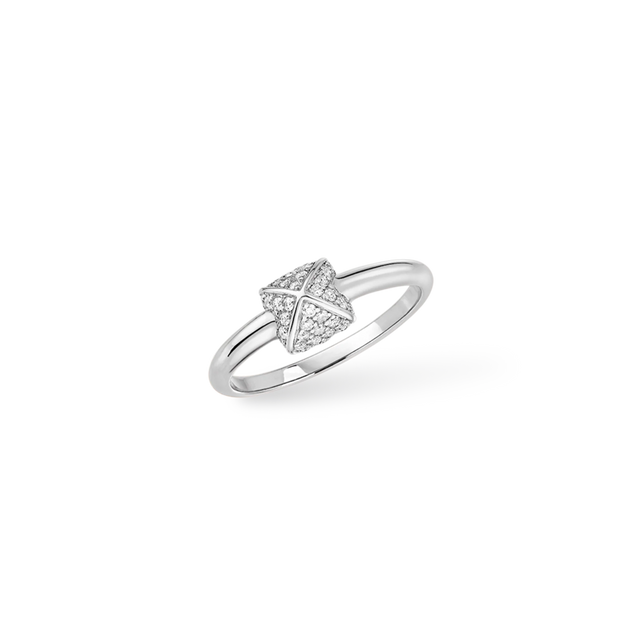 Bague Korloff Korlove or blanc et diamants petit modèle 1 cœur - JKVR01WG/D