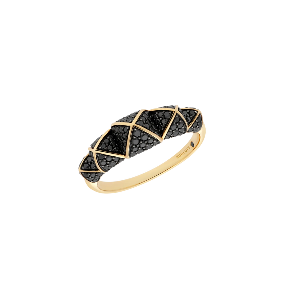 Bague Korloff Korlove or jaune et diamants noirs petit modèle 5 cœurs - JKVR02PG/BD