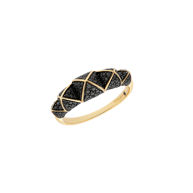 Bague Korloff Korlove or jaune et diamants noirs petit modèle 5 cœurs - JKVR02PG/BD