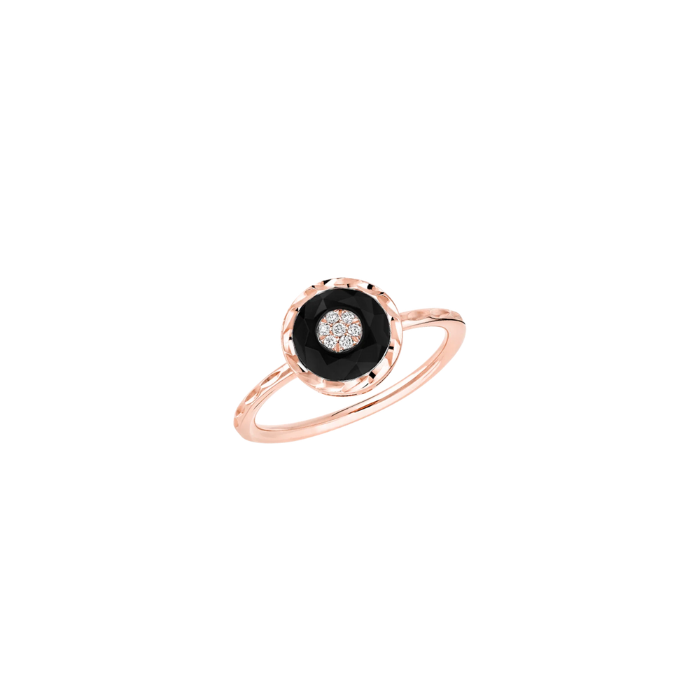 Bague Korloff Je Play or rose et onyx rond - JJPR02PG/OX