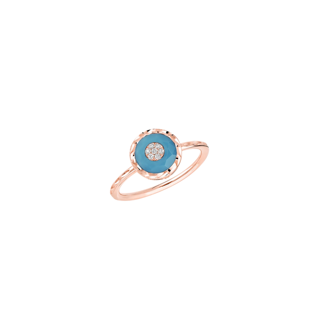 Bague Korloff Je Play or rose et turquoise rond - JJPR02PG/TU