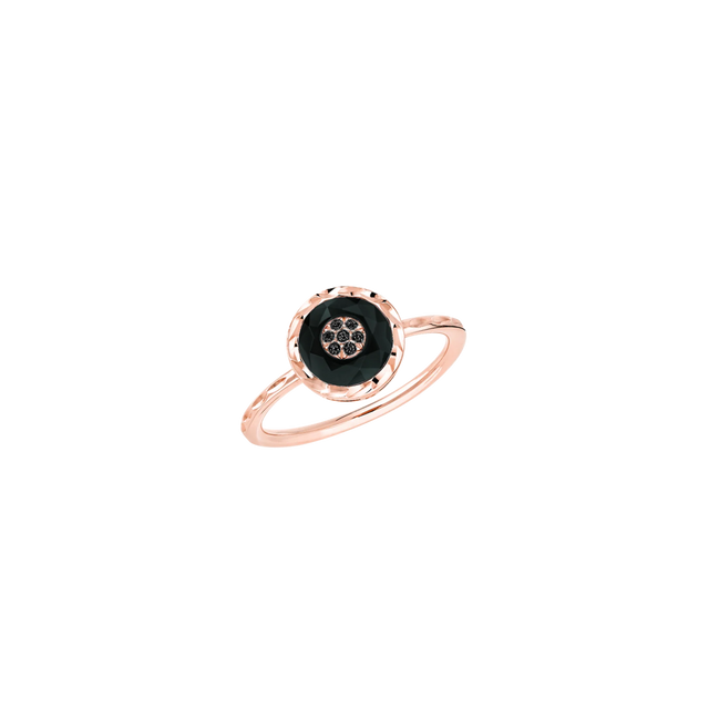 Bague Korloff Je Play or rose et onyx rond - JJPR02PG/O/BD