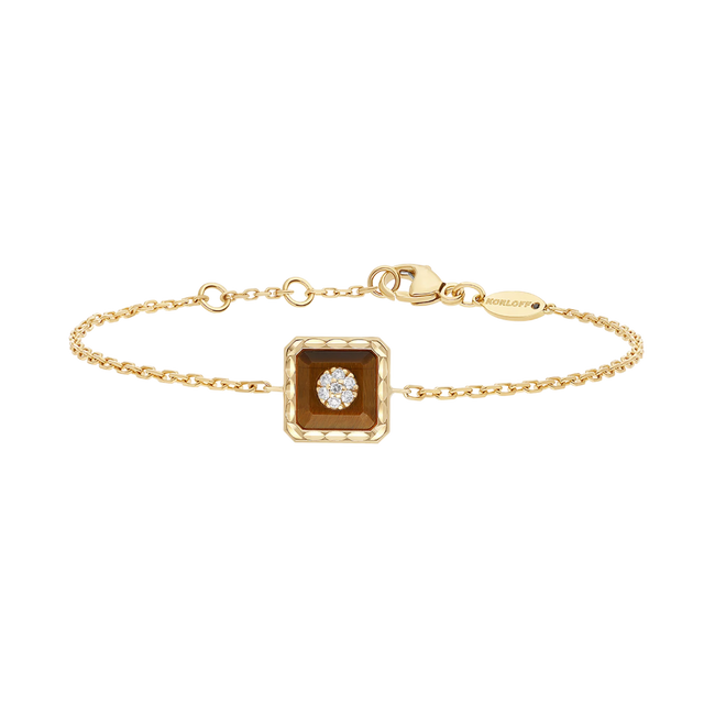 Bracelet Korloff Je Play chaîne carré tiger eye - JJPB01YG/TE
