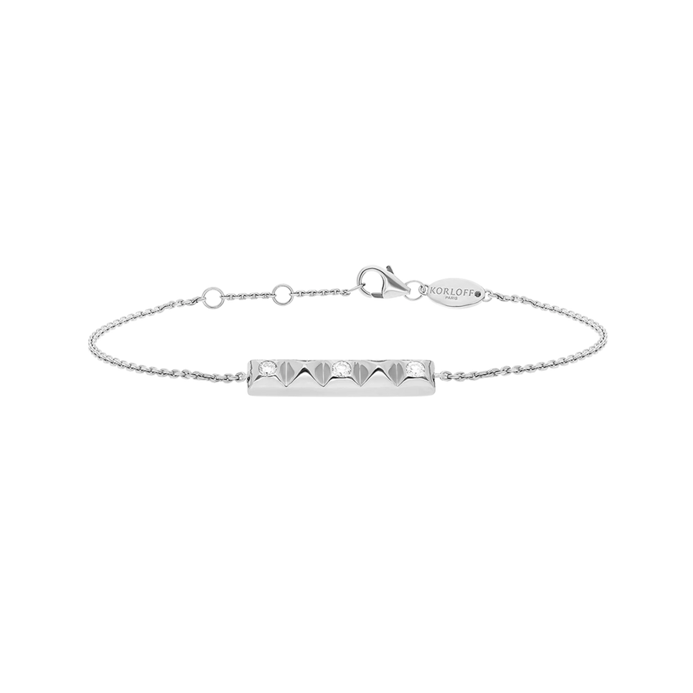 Bracelet Korloff Korlove Or blanc et diamants petit modèle 5 cœurs - JKVB03WG/D