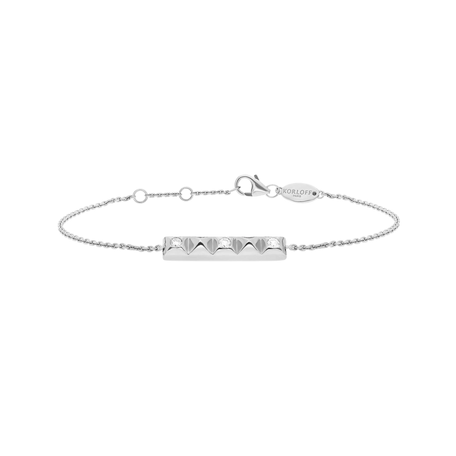 Bracelet Korloff Korlove Or blanc et diamants petit modèle 5 cœurs - JKVB03WG/D